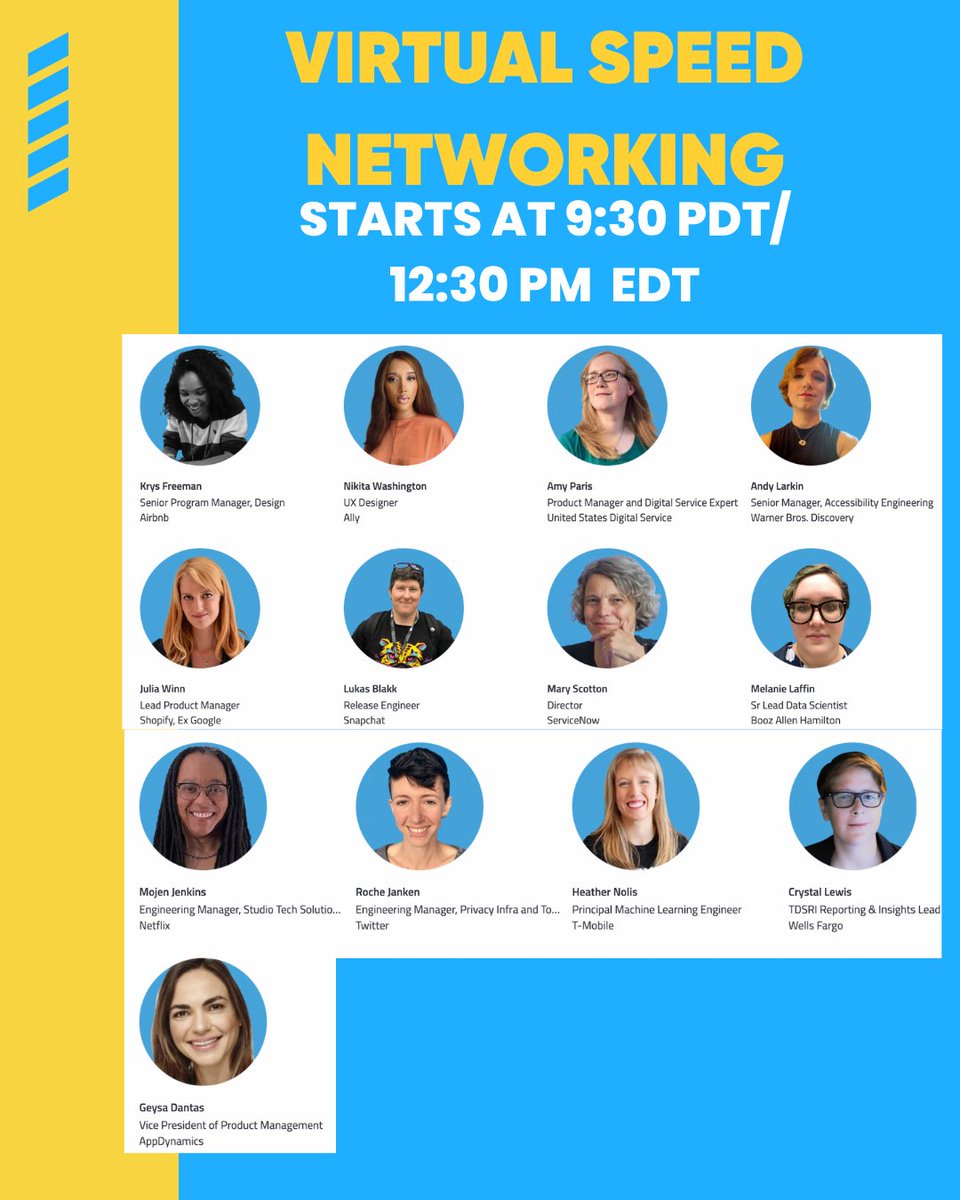 lesbiantech's tweet photo. #PrideSummit starts today! Are you excited?! First up on the agenda is "Virtual Speed Networking" with some of our awesome friends at Airbnb, Twitter, Netflix, and more!

This is your chance to connect with top industry leaders in tech!

More here: https://t.co/jX2cdfLkI3 https://t.co/FPd210DjrS