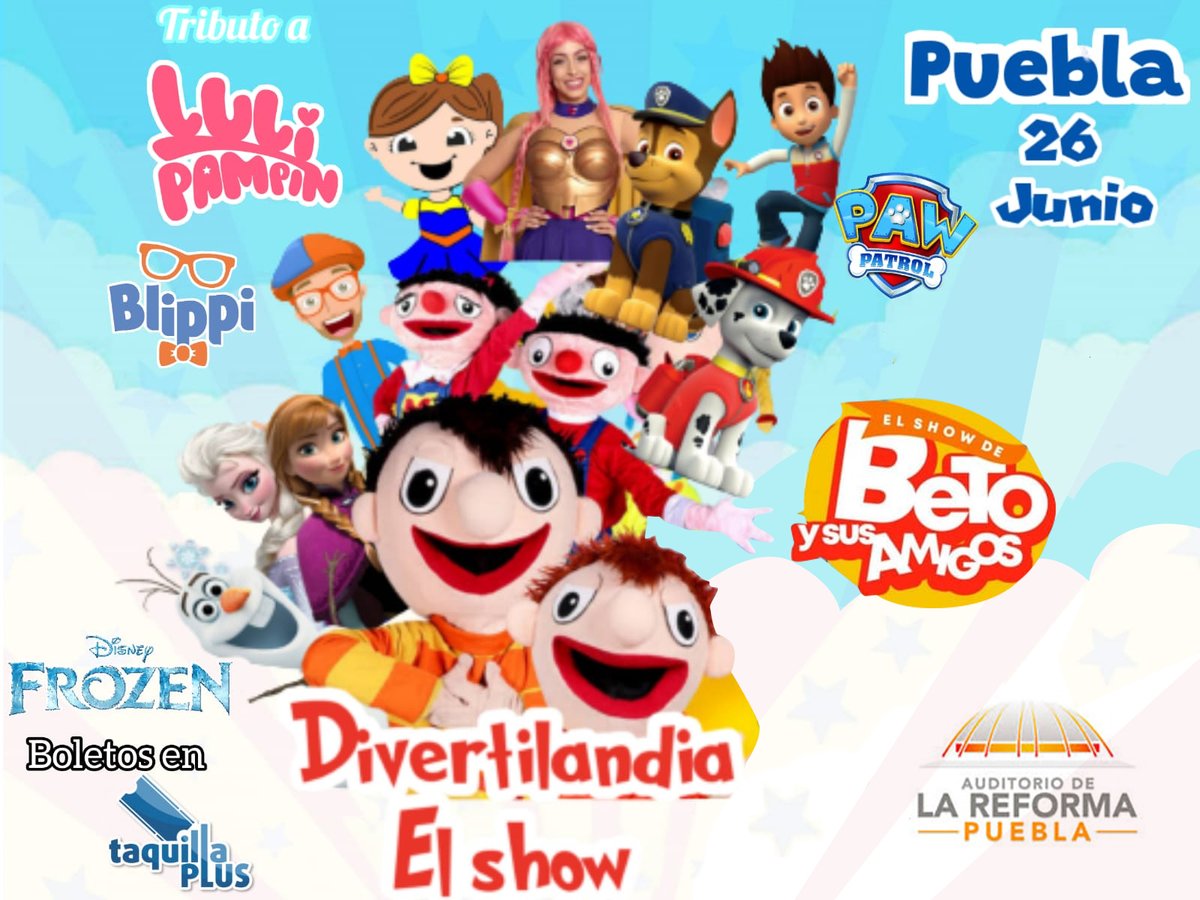 🤯DIVERTILANDIA EL SHOW🔰
EL MEJOR Y SÚPER   TRIBUTO A... LULI PAMPIN, PAW PATROL, BLIPPI, FROZEN,PLIM PLIM, BELLI, BETOO, PEPO, MIGUELITO, MIGUELITA
📅Domingo 26 DE JUNIO 
🎪 2 FUNCIONES  4:00pm y 6:00pm
📍AUDITORIO REFORMA
🎟️BOLETOS 🎟️
↘️⬇️⬇️⬇️⬇️⬇️⬇️↙️
taquillaplus.mx