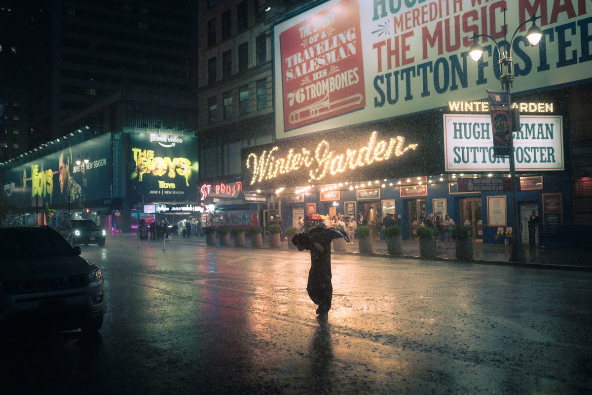 A rainy night in the theater district