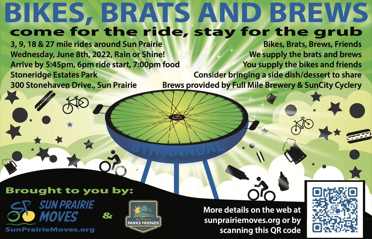 SPMoves's tweet photo. It's Bike Week! Join us Wednesday for our 2022 Bikes, Brats, and Brews ride. - https://t.co/2R7YmBetMe https://t.co/Hl9or3x1fc