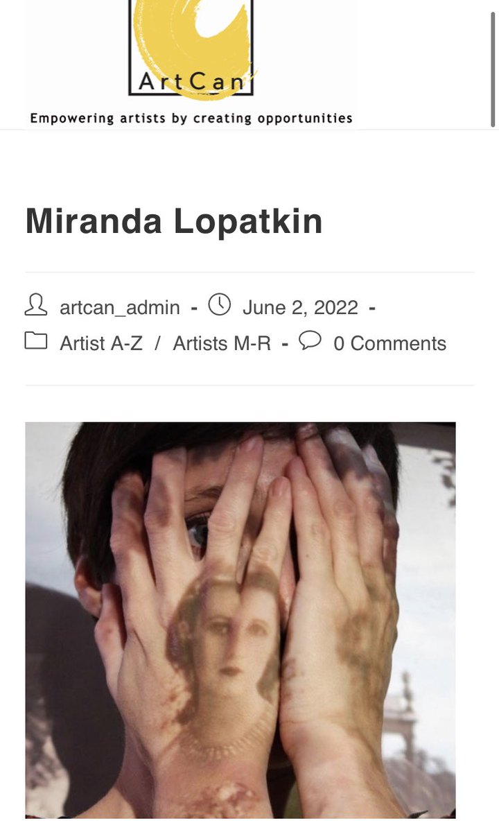 MirandaLopatkin's tweet photo. Thrilled to have been accepted as an artist member with @artcanorg ! Looking forward to future exhibitions… My profile is up on their site x https://t.co/U8mRU19q0r