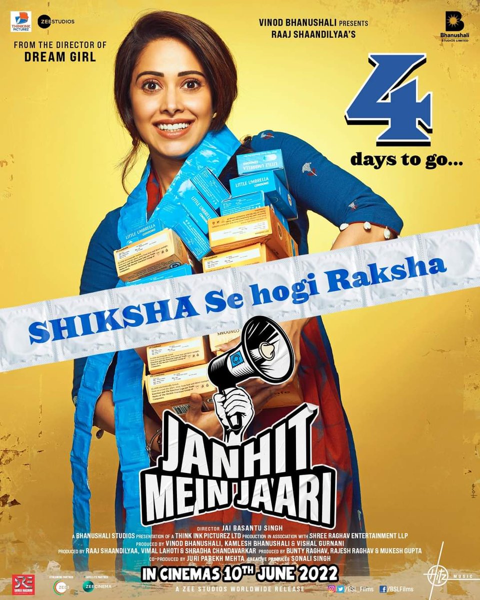 4 Days To Go For #JanhitMeinJaari

Releasing in cinemas on 10th June 2022

@Nushrratt @Anudsinghdhaka #VijayRaaz #TinnuAnand @Pparitosh1 @brijkala #SapnaSand #IshtiyakhKhan #ursniresh @writerraj @basantujai @vinodbhanu