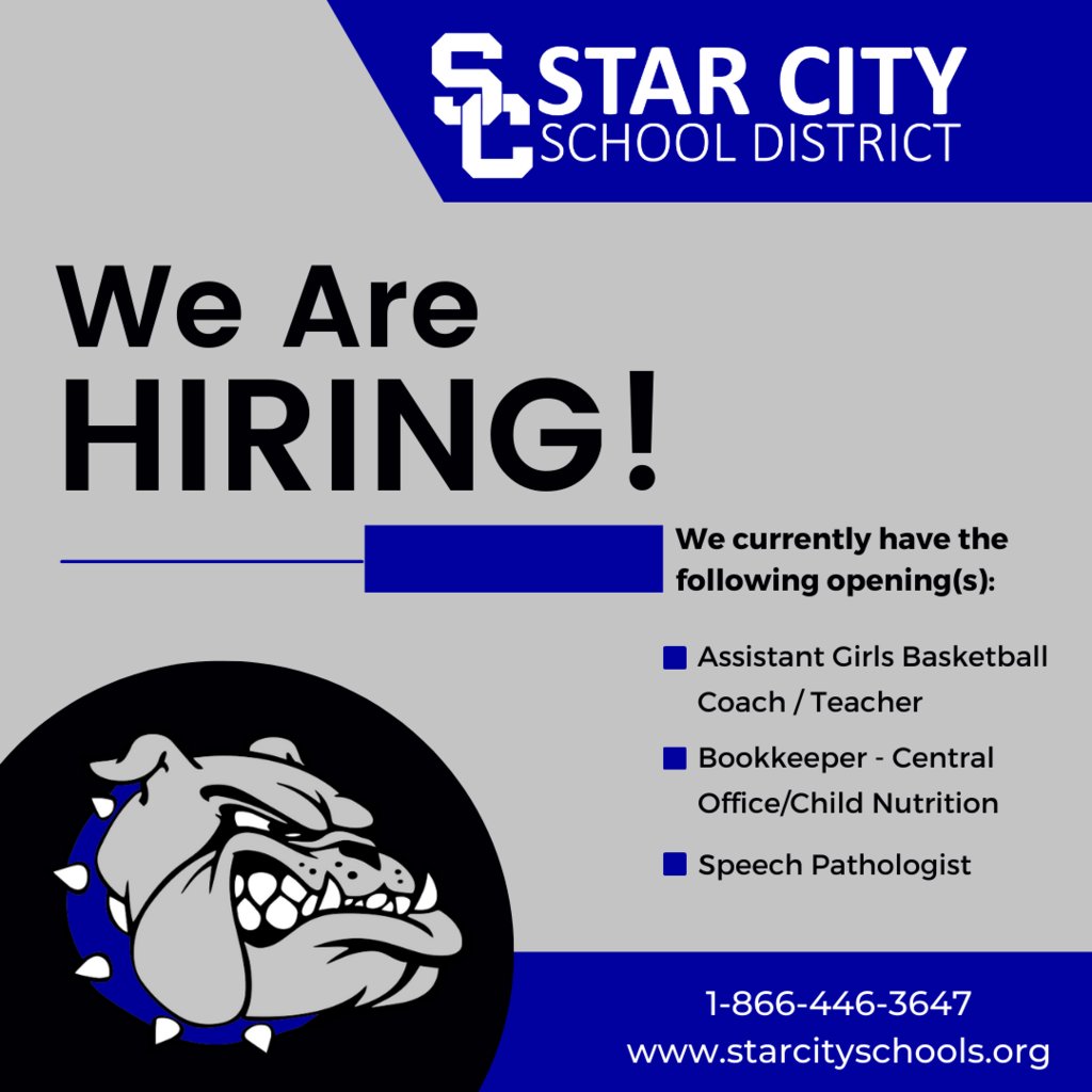 Star City School District on Twitter "SCSD is accepting applications for the following open