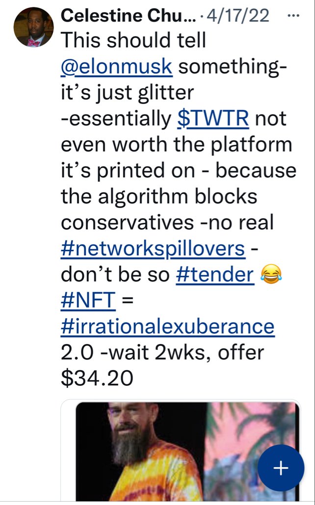 torycapital's tweet photo. $TWTR #elonmusk recent low coming below $30 #economist #trader offering $54.20 was ridiculous https://t.co/f62fGV9YNP