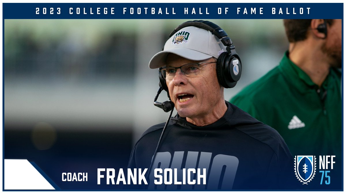 Congrats to former @HuskerFBNation &amp; <a href="/OhioFootball/">Ohio Football</a> coach Frank Solich (<a href="/CoachSolich/">Frank Solich</a>) on being named to the 2023 <a href="/cfbhall/">College Football Hall of Fame</a> Ballot!

You can receive a vote by joining at caringcent.org/nff/membership

🔗Check out the full ballot at footballfoundation.org/news/2022/6/6/…