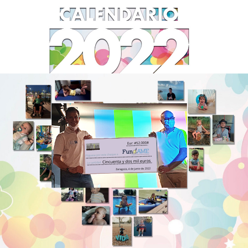 FundameNet's tweet photo. Gracias de corazón a todos los que participasteis en los Calendarios de FundAME 2022. Recaudamos 52.000 euros!!! Como irán destinados al #CalendarProject, Valerio hizo entrega del cheque en esa ponencia de las Jornadas de Familias https://t.co/Ock4fdpbc9 #StopAME https://t.co/8XqUGHT8wR