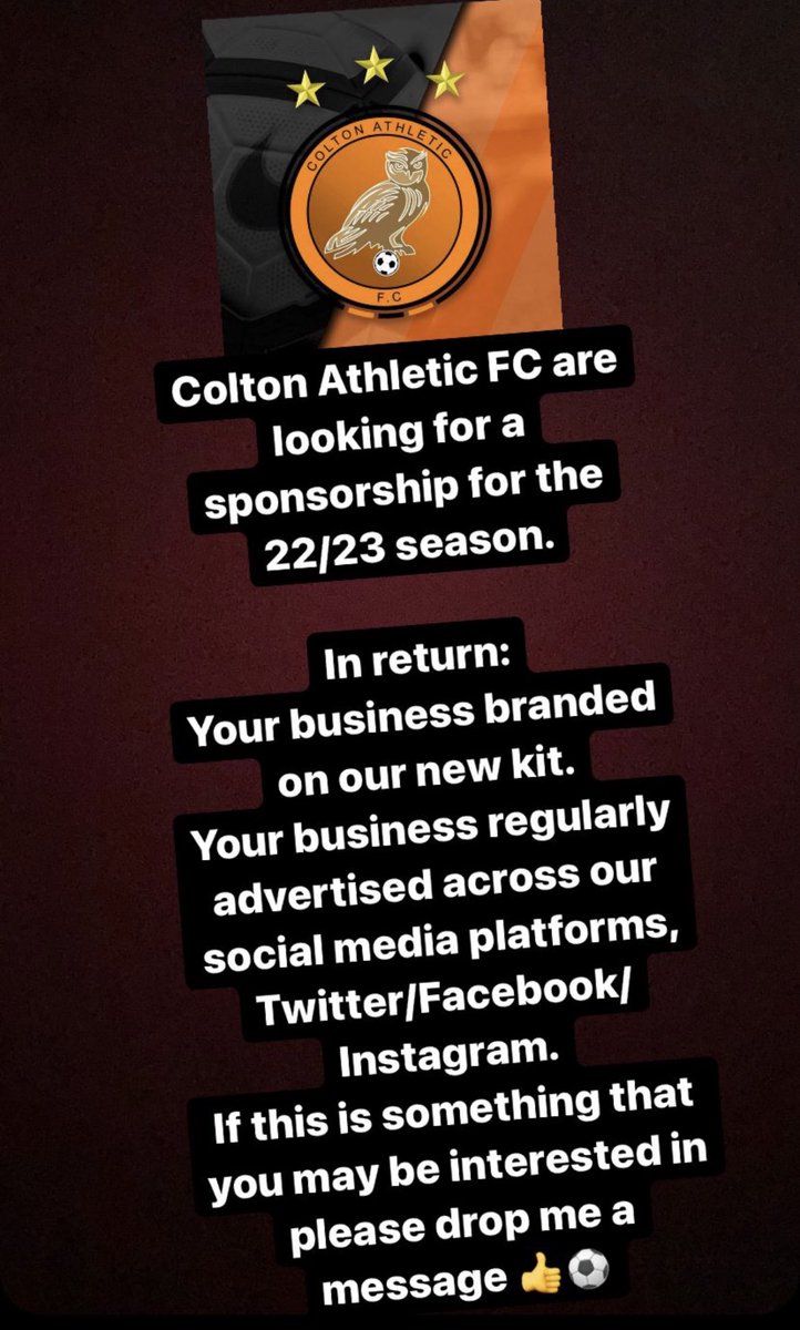 ColtonAFC's tweet photo. #sponsorship #football https://t.co/Rpd28O9CLQ