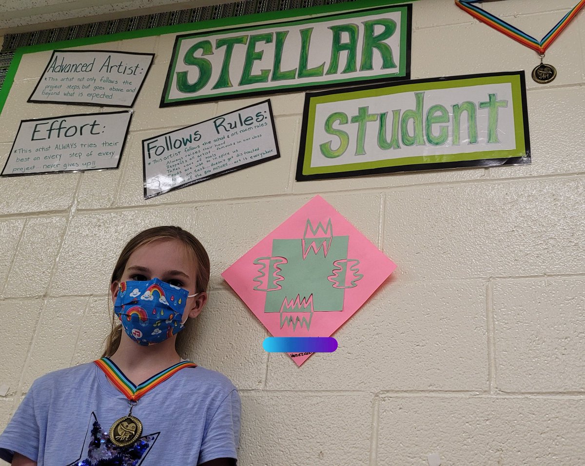 GVartroom's tweet photo. Congratulations to my Stellar Student from Veneziano's Fourth Grade Class.  What a great job she did on her Japanese Notan Collage. https://t.co/q3kGiNPxwx