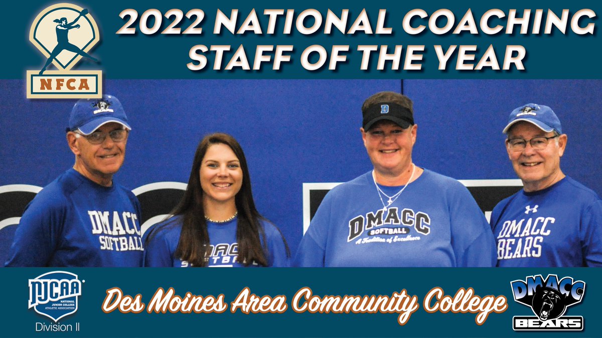 NFCAorg's tweet photo. 🚨 AWARDS ALERT: Congratulations to the 2022 NFCA / NJCAA Division II National Coaching Staff of the Year, @DMACCsoftball! 🥎

🔗 https://t.co/6bgPjvrj42 https://t.co/AspXpR0you