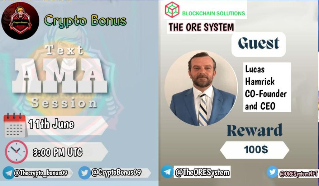 CryptoBonus09's tweet photo. 🎀 #AMA Series With The Ore System 

🎁 Prize: $100
📆 Date: 11th June 2022 3:00 PM UTC
🏨 Venue: https://t.co/xyovqnS92o

⚡Rules: 

1️⃣. Follow
@CryptoBonus09
@ORESystemNFT
2️⃣. Like Retweet &amp; Comment Your Questions ( 5 Questions Max ) Tag 3 Friends. https://t.co/hVo9nJX01i