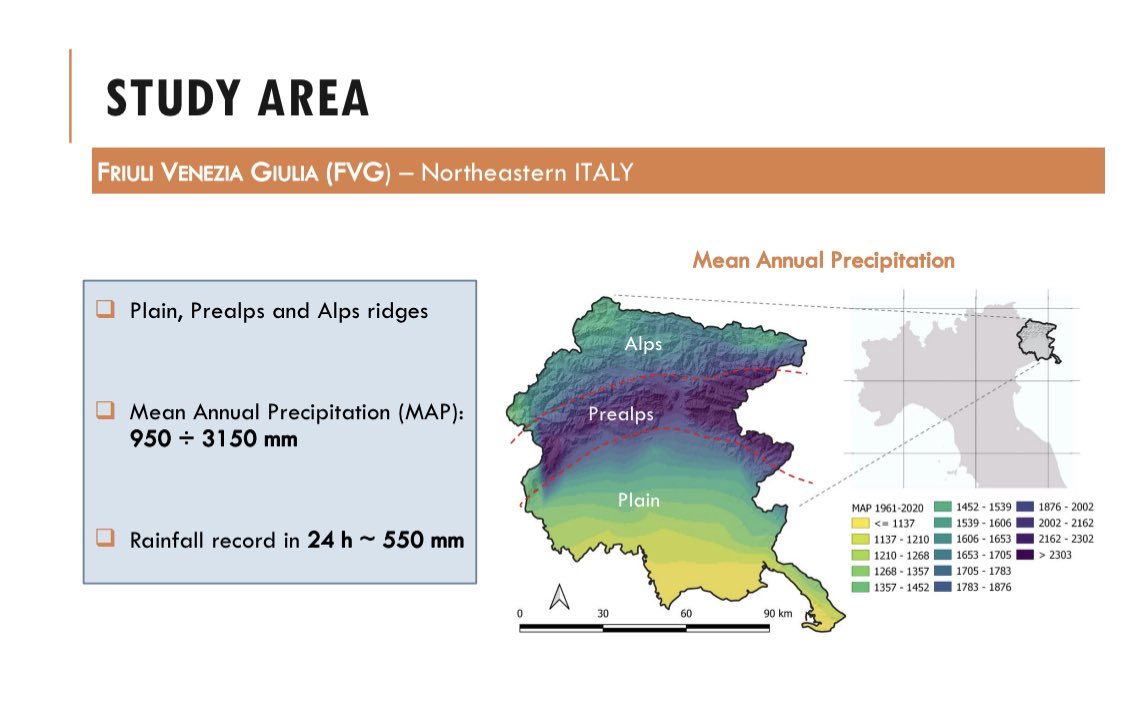 ElisaArnone's tweet photo. It was very constructive presenting at #IAHS2022 last week the research on #trends and #rainfall series at #highresolution of #friuliveneziagiulia, the most rainy region of #Italy! Nice to discuss with colleagues in person again! https://t.co/etyZyXLipW