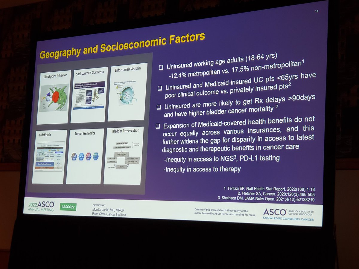 Great session at #ASCO22 on "Geography Should Not Be an “Oncologic Destiny” for Urothelial Cancer" - Dr. Monika Joshi reminded the audience that FDA approval doesn't equal access/affordability.