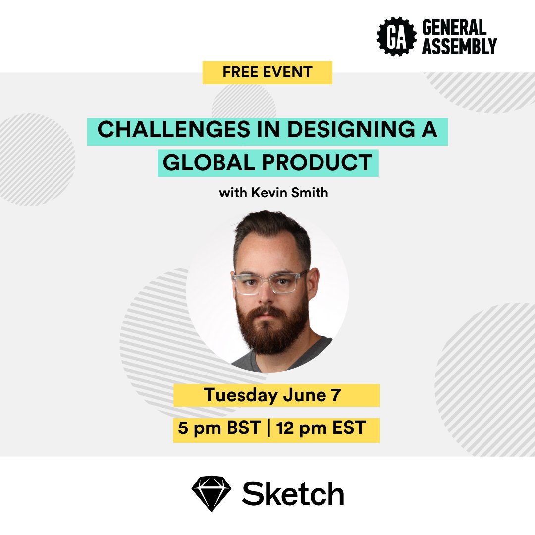 Join us tomorrow at 5pm BST in an amazing event on the challenges in designing a global Product with @kbsmth from @sketch Join us here for free - ga.co/3NXUv16a fantastic