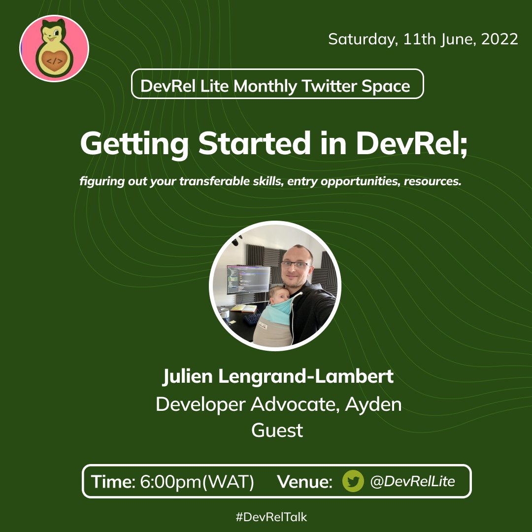 DevrelLite's tweet photo. 3. @jlengrand is a Developer Advocate @Adyen, who didn't know developer relations was a thing until a couple years back, but has worked consistently with communities.
He's also a @GoogleDevExpert on Kotlin and a @gitpod hero
#DevRelTalk https://t.co/zRgfTw5QFn