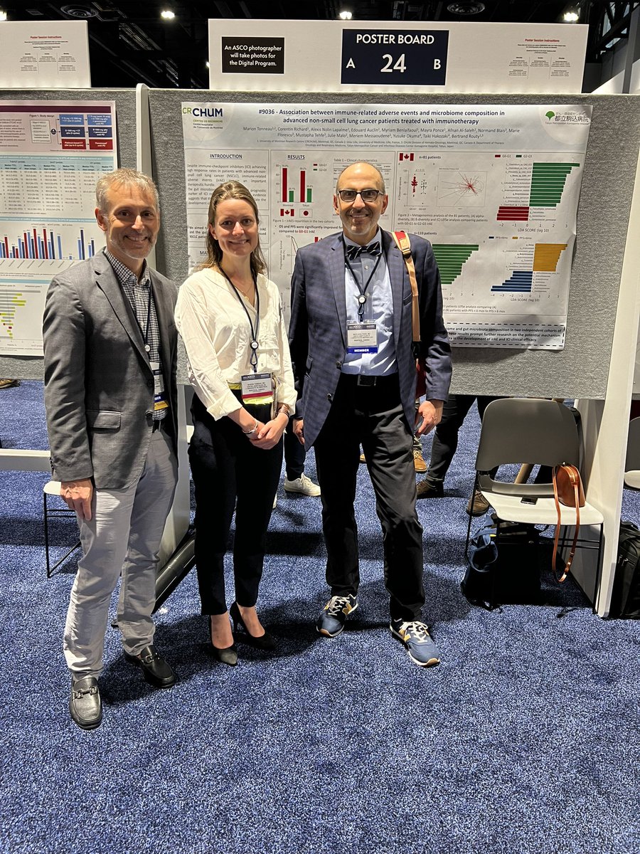 Bravo <a href="/MarionTonneau/">Marion Tonneau</a> et toute l’équipe du <a href="/chumontreal/">CHUM</a> <a href="/CRCHUM/">Centre de recherche du CHUM</a> @BertrandRouty @tehfem pour une affiche très fréquentée sur l’impact des bactéries digestives sur l’effet des traitements par immunothérapie du cancer du poumon.