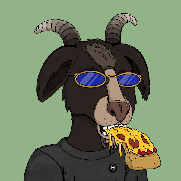Solana project Great Goats #4734 for $42,000 🔥 Who doesn't like pizza and being a G.O.A.T. #NFTProject #nftcollectors