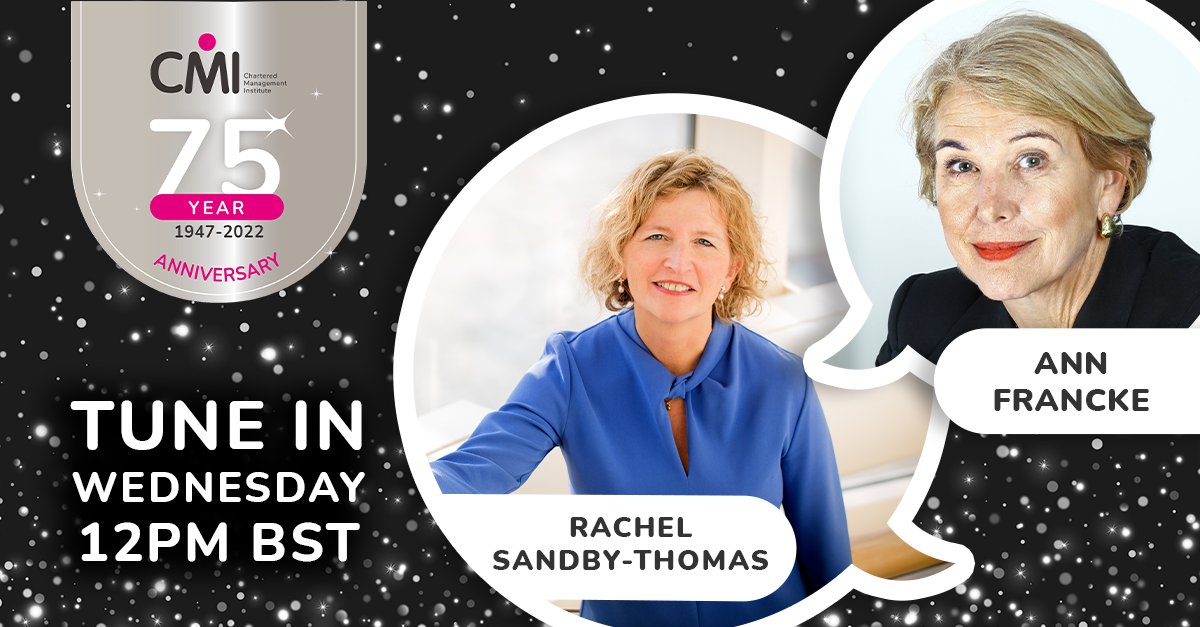 cmi_managers's tweet photo. 📆 Don't miss this week's #LeadingLights where @cmi_ceo will be speaking with Rachel Sandby-Thomas, Registrar at @warwickuni to discuss the value of management and leadership training to cultivate greater innovation and inclusion within business. #75YearsOfCMI https://t.co/NY5a6Q7C4n