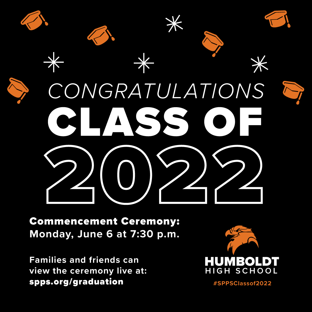 Congrats to the Humboldt High School Class of 2022! Families and friends can view the ceremony live at eduvision.tv/l?etRRRmA. #SPPSClassof2022 🎓