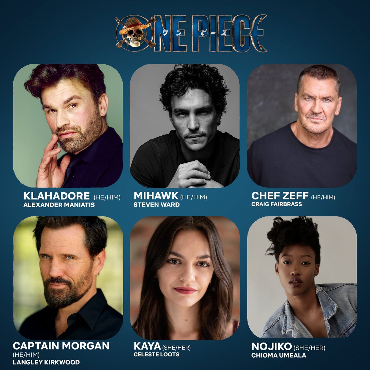 0nePieceNews_'s tweet photo. Voici les nouveaux acteurs qui rejoignent la série live action One Piece ! https://t.co/gVbgiAt0F5