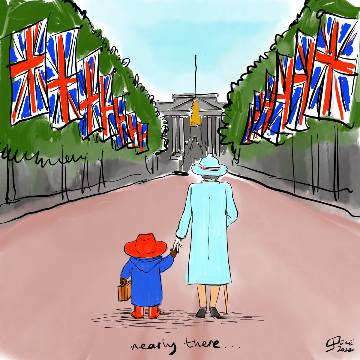 It’s the Monday #MythicalMashup from @StudioTeaBreak 
PADDINGTON BEAR + QUEEN #PaddingtonBear #queensplatinumjubilee #ArtistOnTwitter #Jubilee #illustration