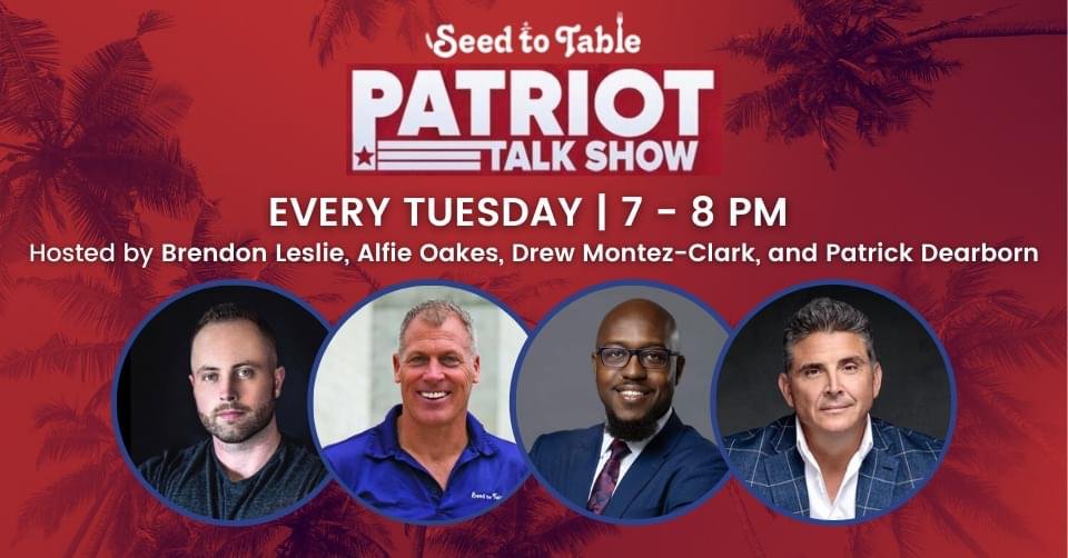 Join my fellow patriots and I as we discuss issues affecting all Americans right now! The Patriot Talk Show at Seed To Table every Tuesday from 7-8pm. #patriot #Americafirst #alfieoakes #seedtotable #colliercounty #freedom #swfl @BrendonLeslie @drewmontezclark @Ilovenaplesfla