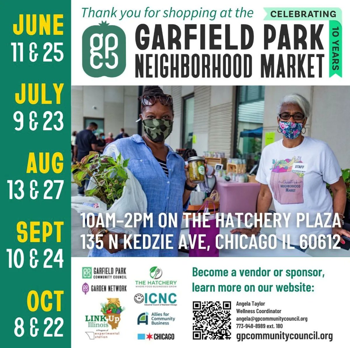 Congratulations to <a href="/GPCCouncil/">Garfield Park Community Council</a> on celebrating 10 years of the Garfield Park Neighborhood Market! The summer season will begin this Saturday, 6/11 with markets taking place <a href="/TheHatcheryChi/">The Hatchery Chicago</a> every 2nd and 4th Saturday through October. Learn more: buff.ly/3GPj51K