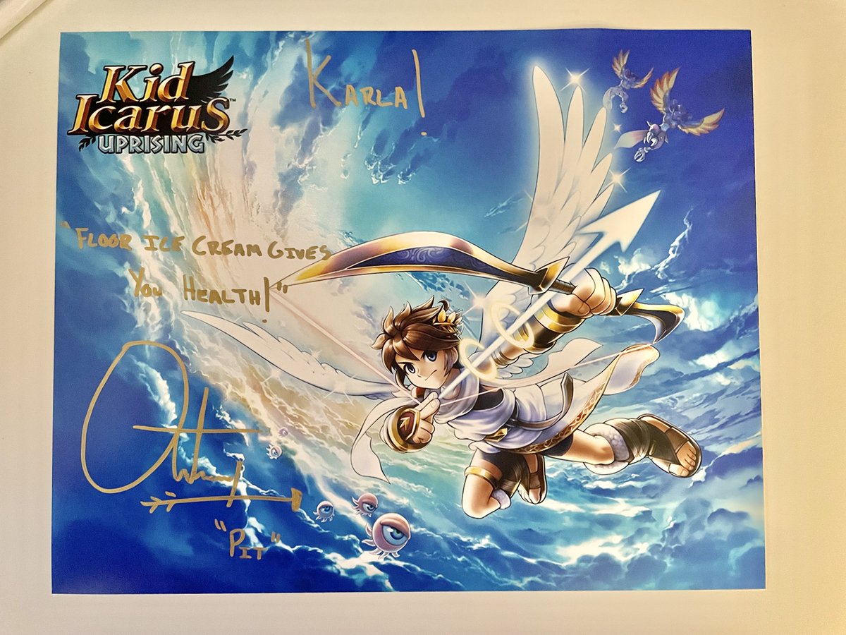 kp_doodle_lord's tweet photo. I got a signed poster from @TheAntonyDelRio a few weeks ago. Looking forward to put it on my wall. 😊🥳
Remember, floor ice cream gives you health! 😋🍦
#KidIcarusUprising #KidIcarus #TenYearsOfUprising
#streamily https://t.co/Pi5a3lGRKo