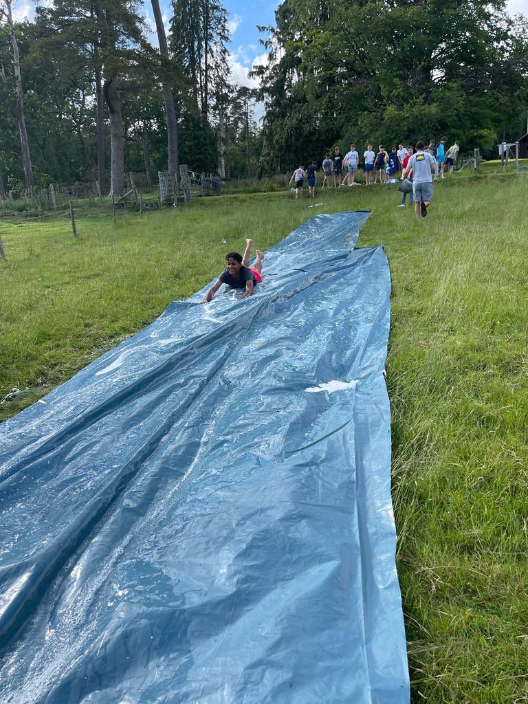 The first group of year 8 pupils at the school cottage Tyr y Cwm enjoying climbing and the legendary water slide! #resilience #independence