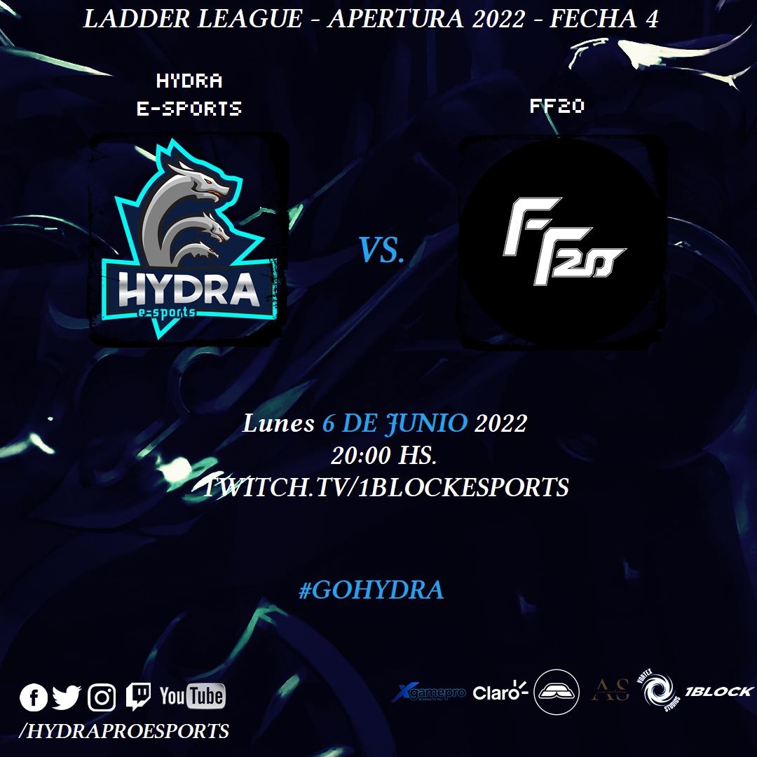 Abriendo nuestra primera victoria el día de ayer, hoy venimos a pisar fuerte frente a @ff20_oficial!!

Hoy a las 20:00hs. Por las pantallas de <a href="/1blockesports/">1block esports</a>!

#GoHydra
