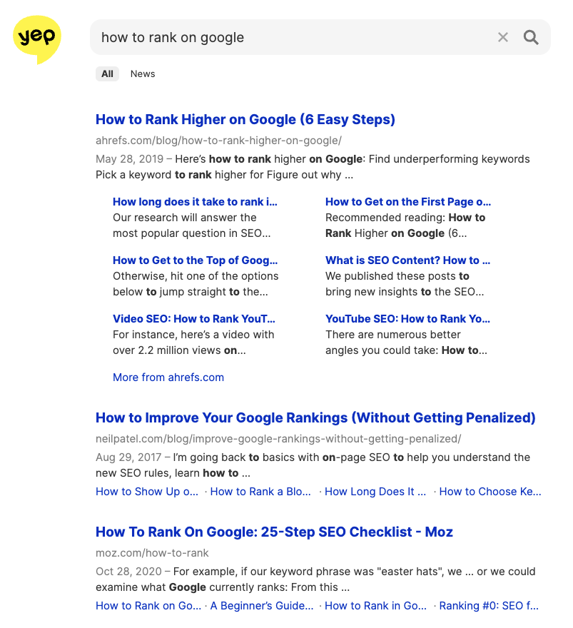 BrentHarkins's tweet photo. I tried Ahrefs Yep for the first time and you'd never guess which site had the #1 result. That's weird...That's suspicious. #SEO #SearchEngineOptimization #CardinalConcepts https://t.co/2IiqvaLz2X