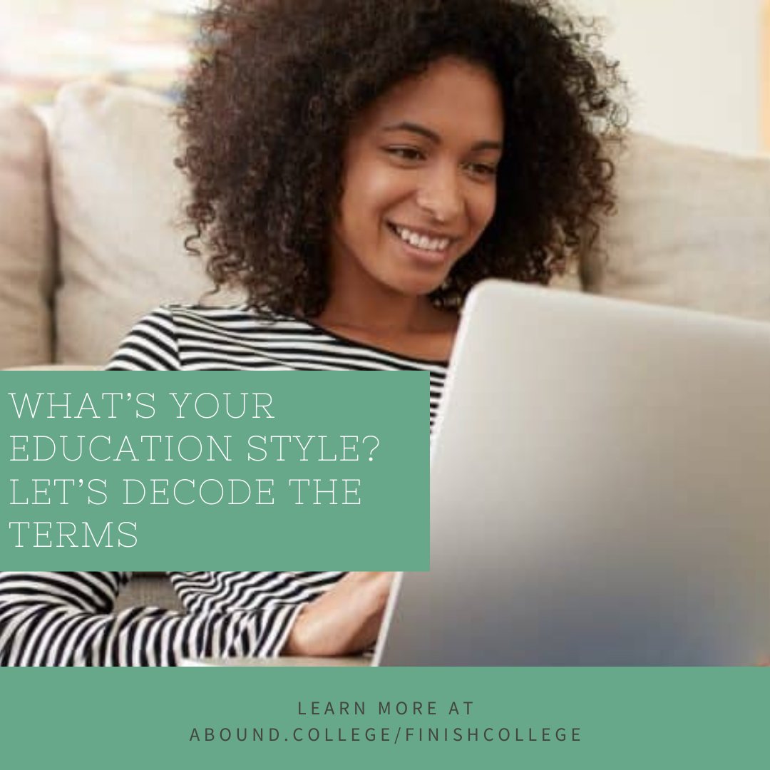 There are so many options for adult students looking to earn a degree, but it can be hard to understand what learning style works best for you. To help you choose the best fit, here are some of the most common terms you’ll run across, and what they mean.

abound.college/finishcollege/…