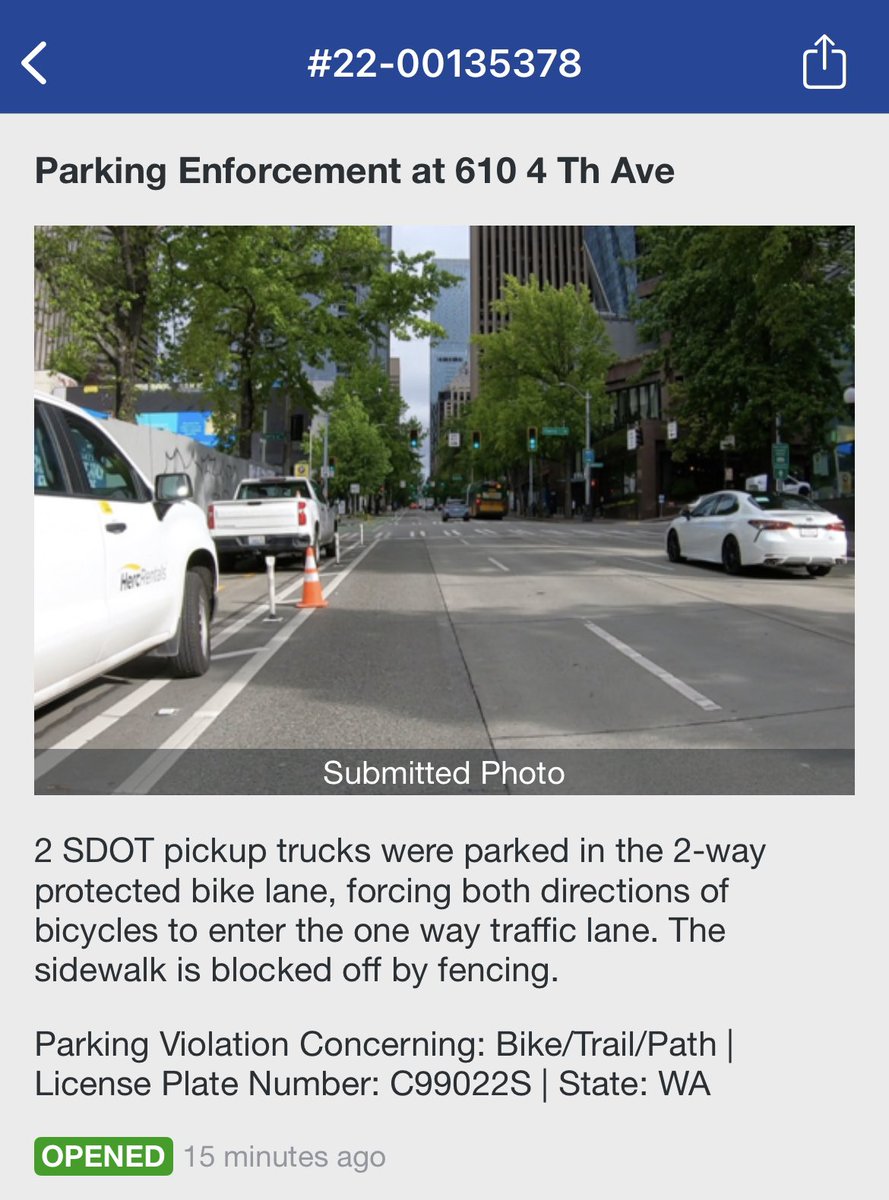 bobco85's tweet image. Quick update: I submitted a #FindItFixIt #FIFI request to @seattledot. Case number is 22-00135378 #SEAbikes