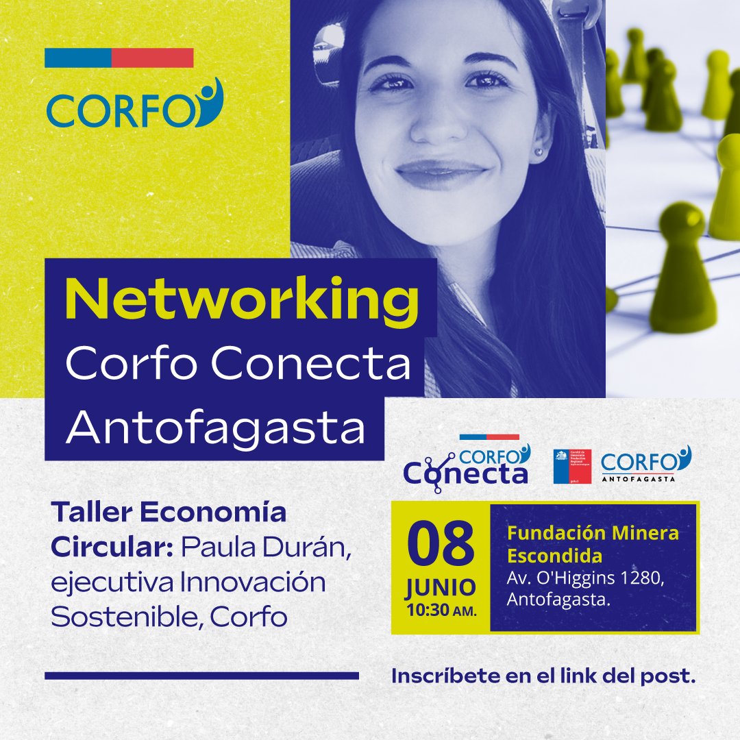CorfoAntofa's tweet photo. Participa de las diferentes actividades de #CorfoConecta🔁 Espacio de networking donde encontrarás a las instituciones del Ecosistema de Emprendimiento e Innovación.
Inscríbete en https://t.co/xIDM5mYC9p https://t.co/uyOjmJ0t9T