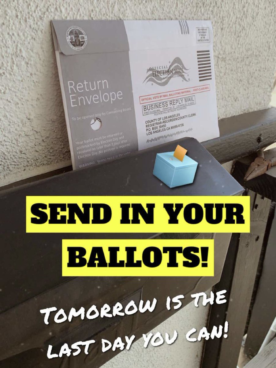 patch103's tweet image. Send in your ballots California! Today &amp;amp; tomorrow is your last day to mail them in. Early turnout is dismal so far but I’ve been certain many just hadn’t sent in their ballots yet like myself. Every vote matters!

#VOTE🗳 #CAPrimaryElection #CAElection #GoVote