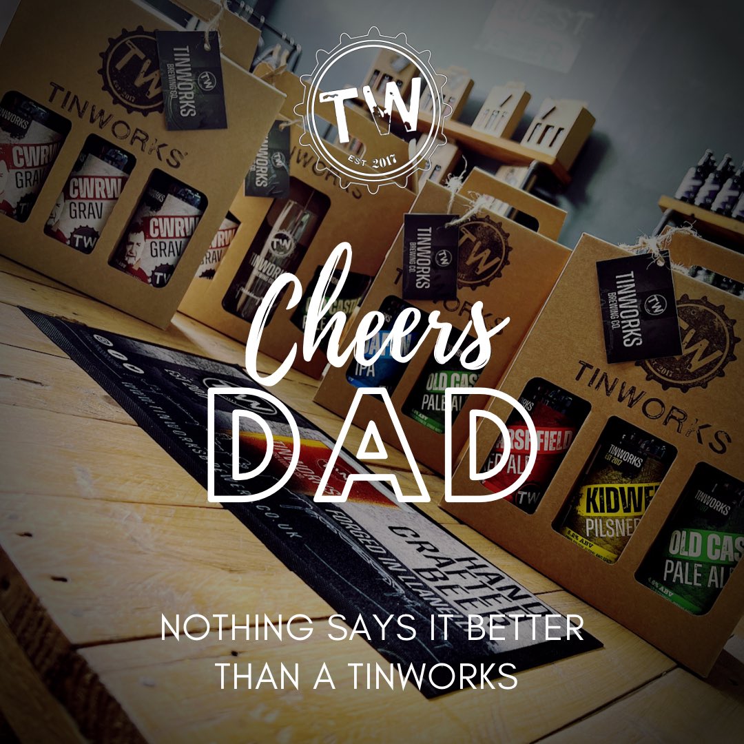 It’s not long now until we all say a big thank you and I love you to the dads in the world. If you haven't got that perfect gift yet, worry not as we’ve got you covered. Please don’t leave it too late! #supportsmallbusiness #fathersdaygifts #tinworks 

tinworksbrewery.co.uk/fathers-day