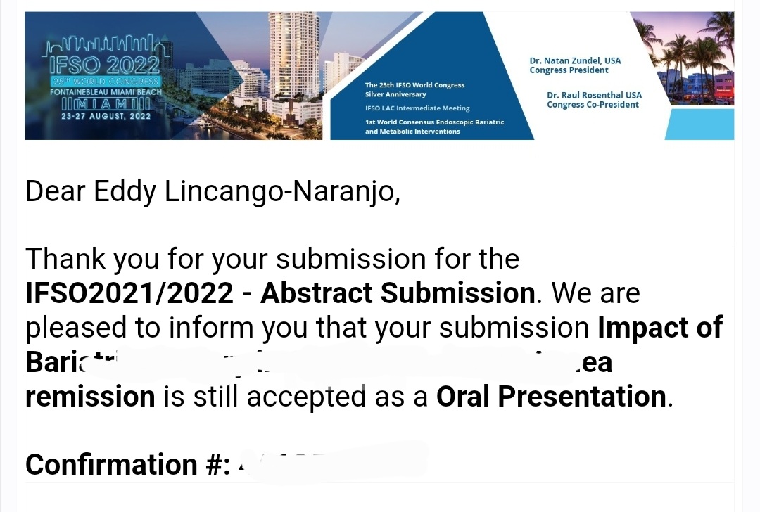 DoctorEddyMD's tweet photo. Great news! I will go to Miami. Beyond exited for this opportunity. Thanks to my mentors @danguerron, @ronnalvargas, and friends of @secbamet_i team @HaAlexanderLeon @cristinajponce 

#IFSO2022 
#Match2023 #GenSurg
@IfsoSecretariat @LatinoSurgery @AmericaDoctors @IMG_Advocate https://t.co/P22Sjma351
