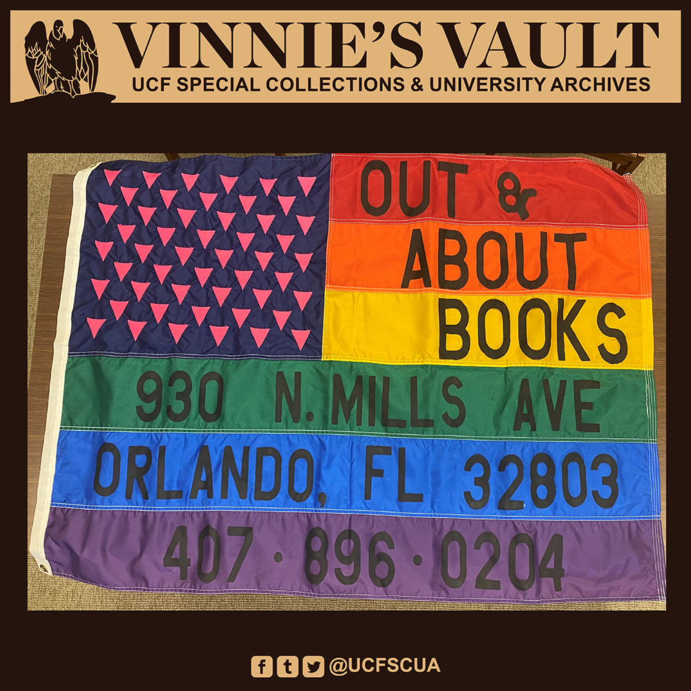 UCFSCUA's tweet photo. Opened in 1992 by Bruce Ground, Out &amp; About Books was much more than a simple bookstore. This place was a haven for #LGBTQIA people and allies. Though Out &amp; About Books closed its doors in 2001, it lives on in the #OrlandoLGBTQIA community. #lqbtqhistory #orlandohistory https://t.co/bUHJ0ieSwZ