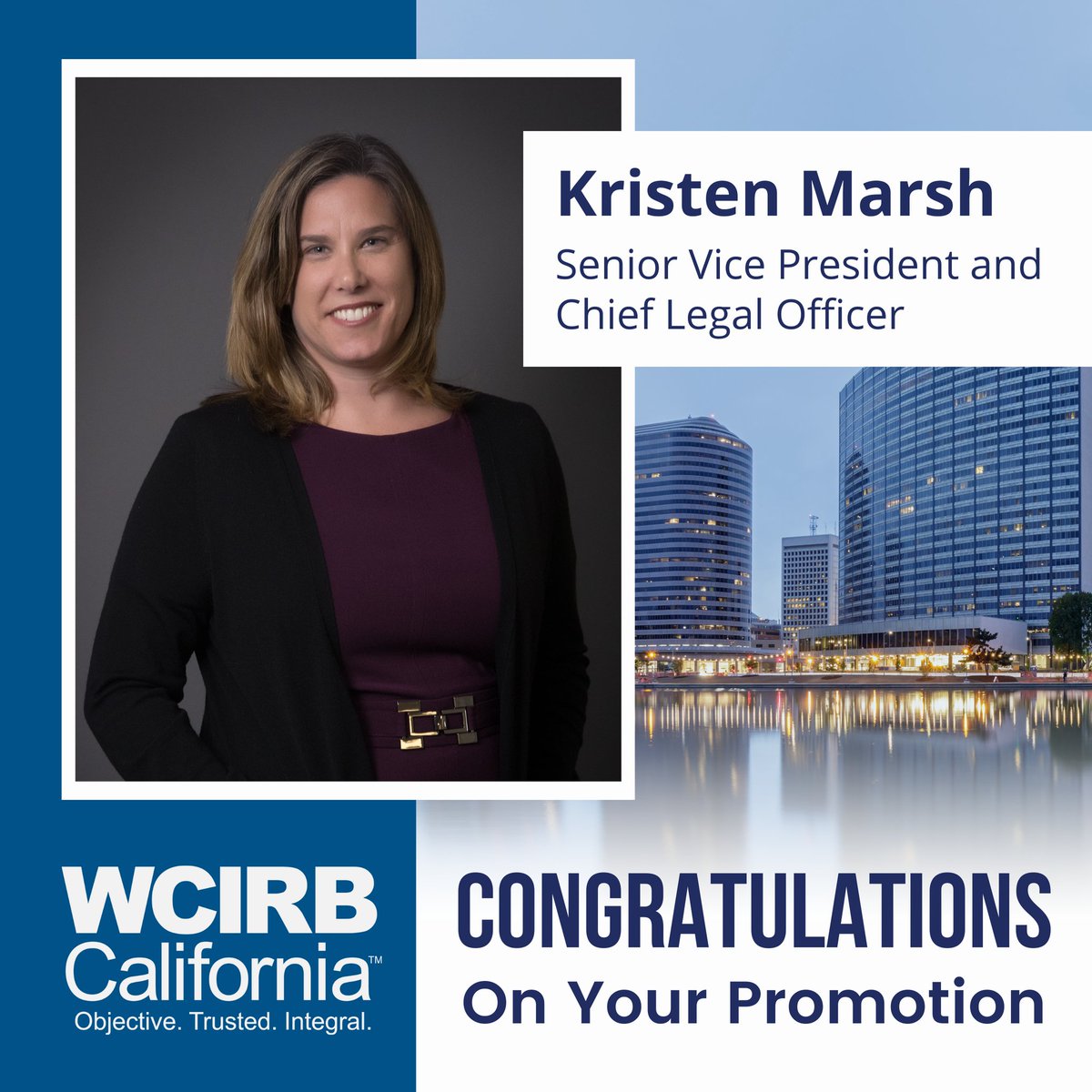 WCIRB California (@wcirb) on Twitter photo Responsible for the Classification and Rating Committee, <a href="/Kristen/">Kristen Hilderman</a> Marsh also manages the Regulatory Filing, governance, and enterprise risk management for the WCIRB. With over 15 years of experience at the WCIRB, this is a well deserved promotion!
#WCIRBPromotion Responsible for the Classification and Rating Committee, <a href="/Kristen/">Kristen Hilderman</a> Marsh also manages the Regulatory Filing, governance, and enterprise risk management for the WCIRB. With over 15 years of experience at the WCIRB, this is a well deserved promotion!
#WCIRBPromotion