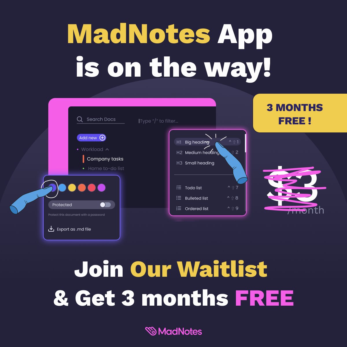departmentofweb's tweet photo. The birds are chipping that you haven't yet signed up for the #MadNotes app release waiting list.
👉Subscribers will get access to all Premium features for 3 months, for free!
Is it worth it? You bet!
➡https://t.co/QFiddtj8mj https://t.co/Pnq1vLdLUy