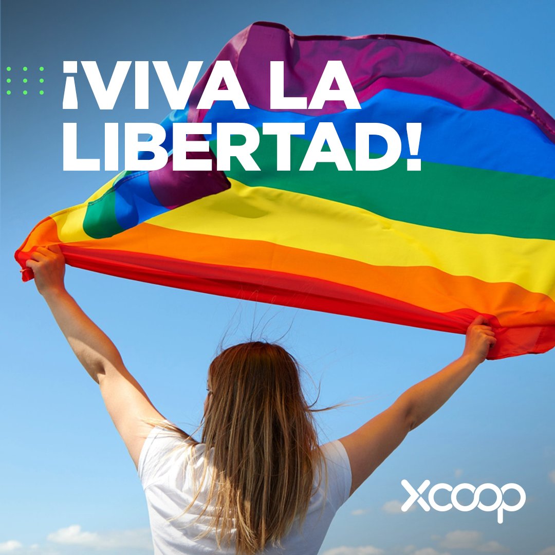 XCOOPME's tweet photo. 🌈 ¡Viva la libertad!

En XCOOP acompañamos las celebraciones por el Día Internacional del Orgullo LGBT. Nuestro deseo es que cada persona pueda amar en libertad e igualdad, sin ningún condicionamiento ni restricción. https://t.co/c4pPRVxEJ6
