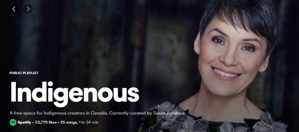 Linus Entertainment (@linus_ent) on Twitter photo All this month <a href="/SusanAglukark/">Susan Aglukark</a> is curating the Spotify Indigenous Canada playlist. Have a listen here:
open.spotify.com/playlist/37i9d… All this month <a href="/SusanAglukark/">Susan Aglukark</a> is curating the Spotify Indigenous Canada playlist. Have a listen here:
open.spotify.com/playlist/37i9d…