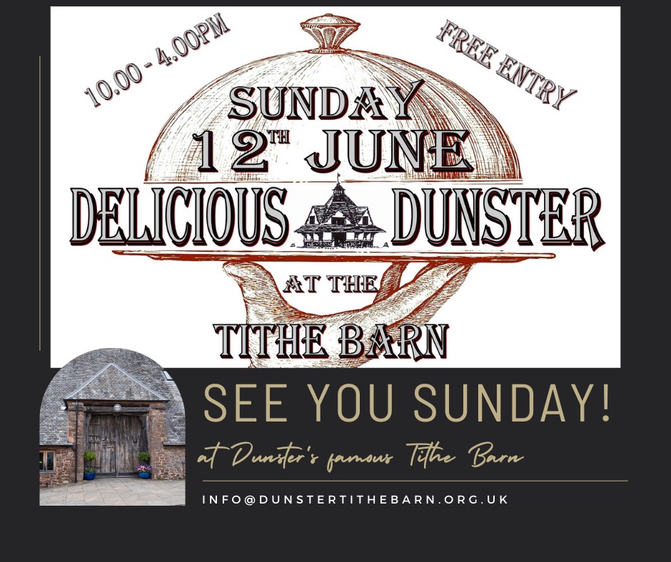 Dunster Tithe Barn (@dunstertithe) on Twitter photo This Sunday at #Dunster Tithe Barn! Don't miss the best artisan food and drink fair in Dunster this Summer! <a href="/visitexmoor/">Visit Exmoor</a> <a href="/visitsomersetuk/">Visit Somerset</a> <a href="/visitsouthwest/">South West England</a> <a href="/LoveMinehead/">Minehead Info Centre</a> This Sunday at #Dunster Tithe Barn! Don't miss the best artisan food and drink fair in Dunster this Summer! <a href="/visitexmoor/">Visit Exmoor</a> <a href="/visitsomersetuk/">Visit Somerset</a> <a href="/visitsouthwest/">South West England</a> <a href="/LoveMinehead/">Minehead Info Centre</a>