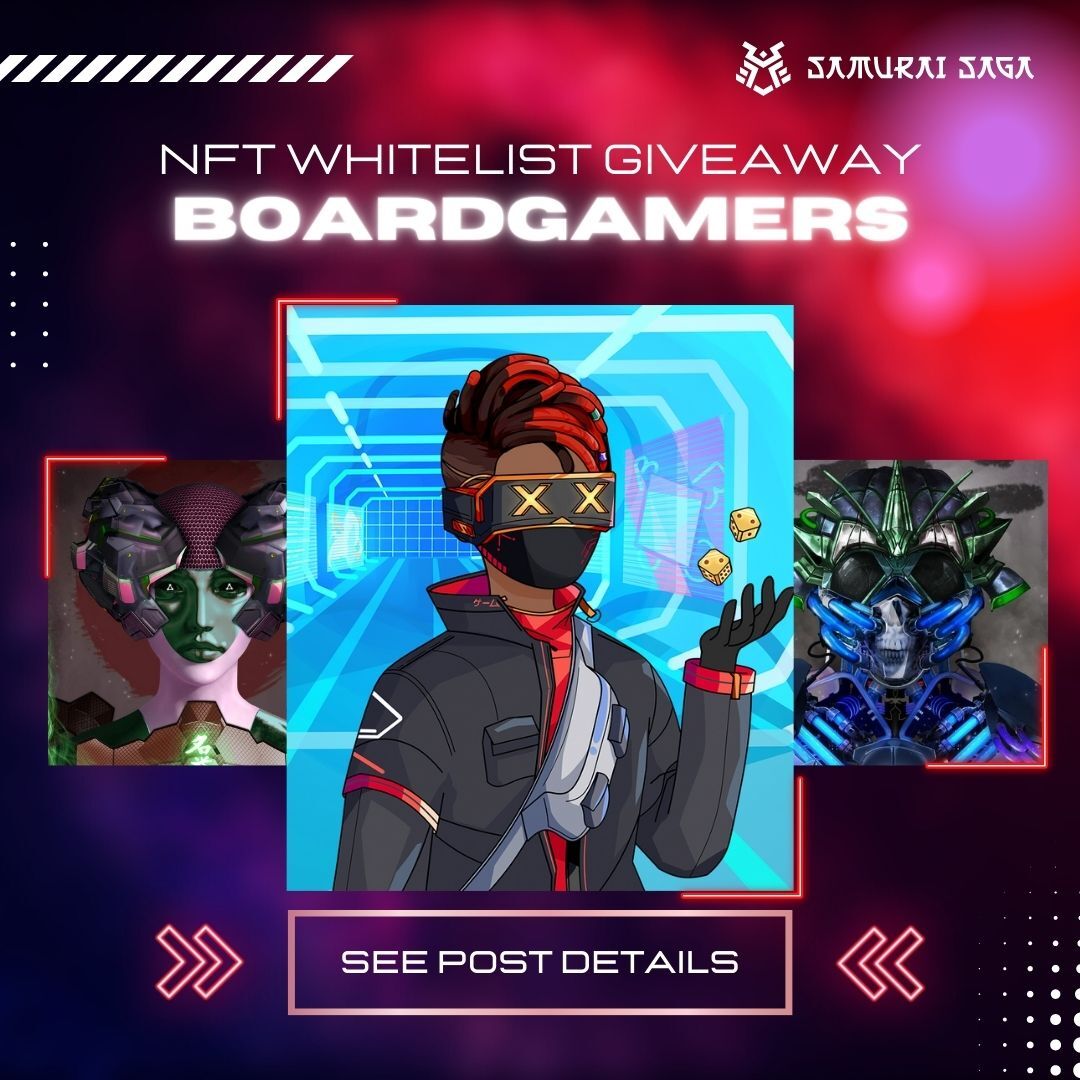 TheSamuraiSaga's tweet photo. 🎉2 x WL Giveaway w/ @BoardGamersNFT🎉

We've partnered with @BoardGamersNFT #NFT to giveaway 2 whitelist spots for our community!

To enter:
• Follow @BoardGamersNFT &amp; @TheSamuraiSaga
• Retweet + Like this post
• Tag your friends

⏰ Ends In 24 Hours #WLGiveaways https://t.co/UE90ST8kSD