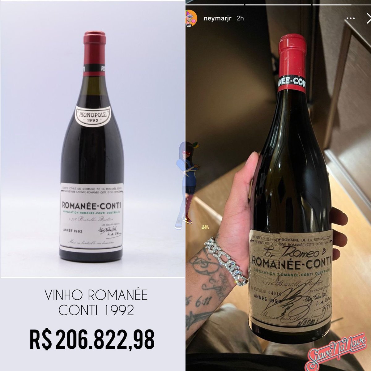 Mfutebolisticos's tweet photo. Simplesmente o Neymar com uma das garrafas de vinho mais caras do mundo.

Só não compro uma igual pq não gosto de vinho.

Servidos pivetes? https://t.co/SDiquw4SW8