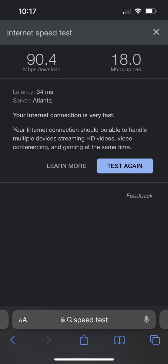 ablinkin's tweet photo. Setup Starlink at my house. @elonmusk @SpaceX this is absolutely the coolest tech I have played with in a hot minute. Well done :-) 90mb down with 34ms latency in Charleston SC area, unreal from satellite internet #internetAnywhere #fastAF https://t.co/jVbj1jsjR5