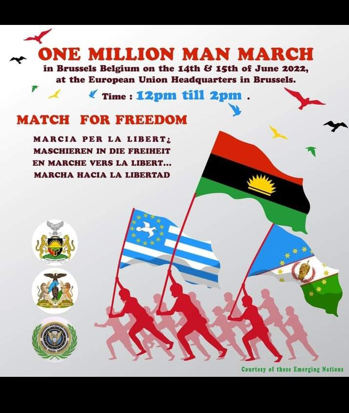 IpobBramleyUnit's tweet photo. 1 million match come 14th - 15th june 2022, at Brussels. 
#BiafraExit
#BiafraReferendumNow
#FreeMaziNnamdiKanuNow @UNWatch @coe @EU_Commission https://t.co/faznTfGGR6