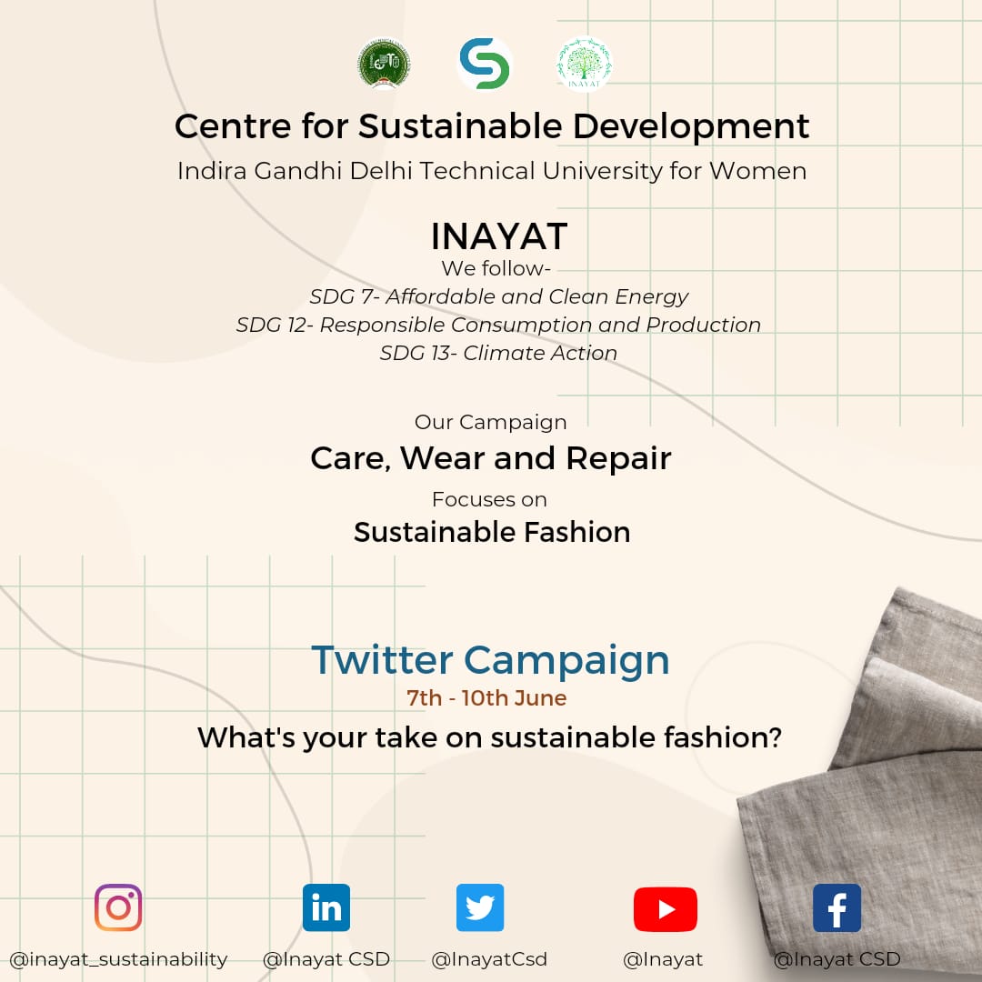 "I hereby pledge to create and maintain strict and sustainable environmental standards, personally and professionally". <a href="/InayatCsd/">Inayat</a> #CareWearAndRepair