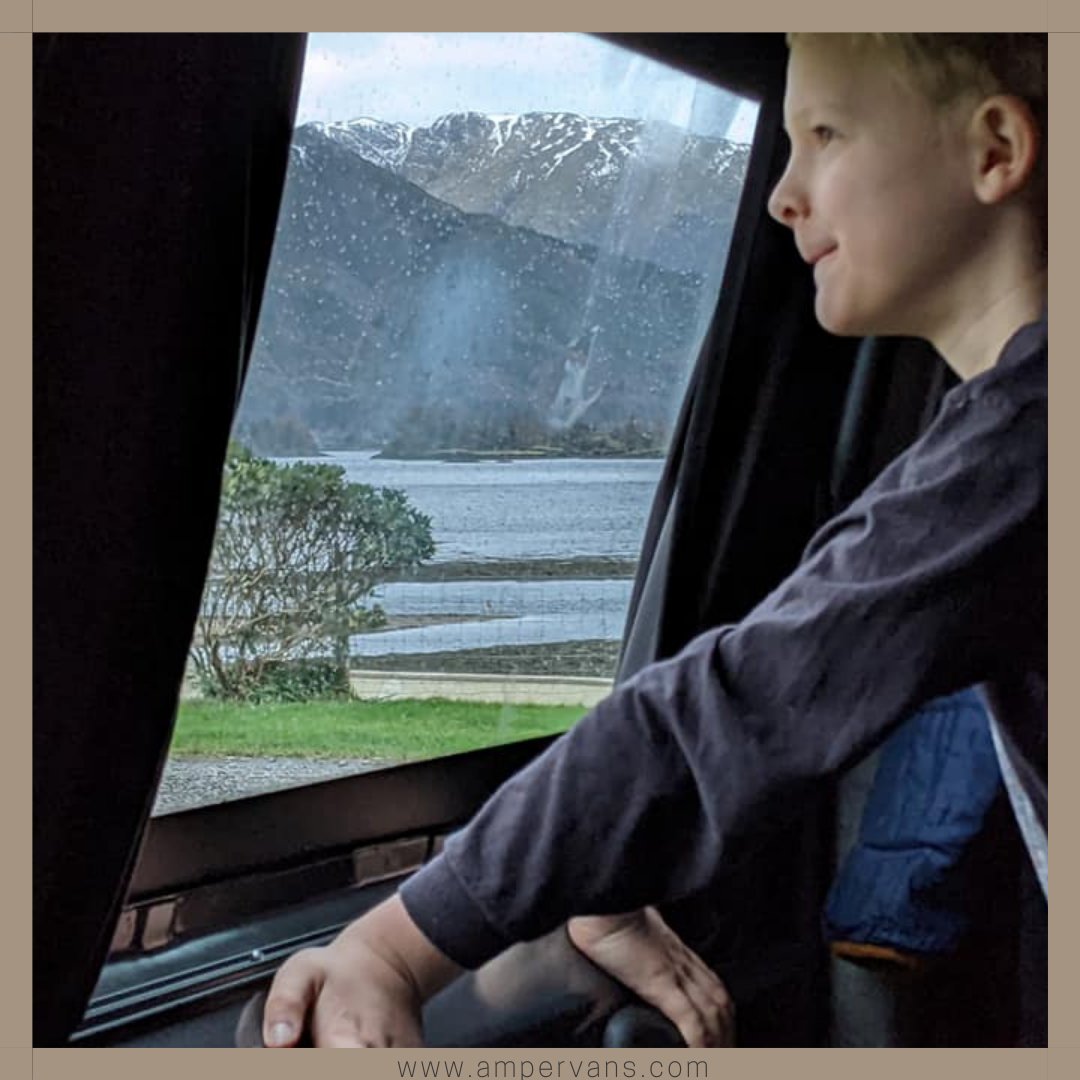Window gazing at beautiful #Scotland: ampervans.com

#EV #Electric #eco #hire #travel #camper #travel #vanlife #Holidays #campervan  #sustainable #electricvehicles #staycation #solotravel #family