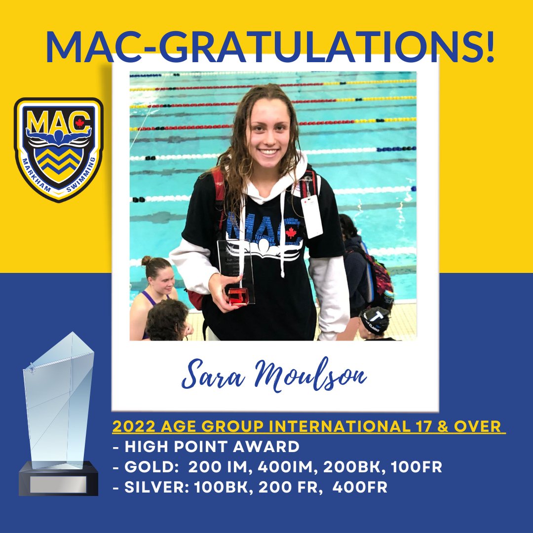 macswimclub's tweet photo. Congratulations to MAC swimmer Sara Moulson! #sheswimsfast #gomacgo #highpointaward #macarmy https://t.co/fI55URtcOn