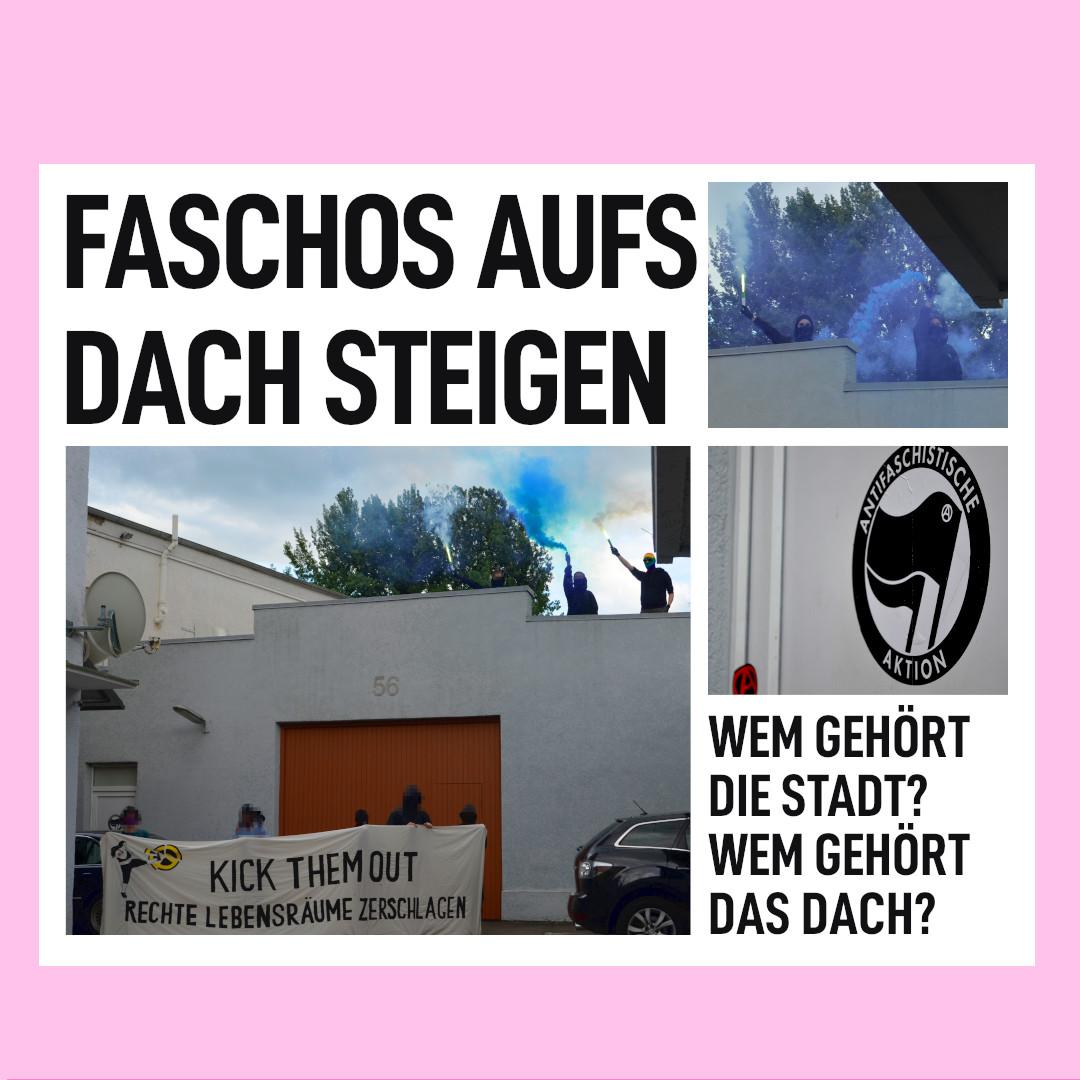 Die Identitären Faschos haben am WE eine Banneraktion gemacht und behaupten jetzt ernsthaft, die Stadt, die Straßen &amp; die Dächer #Ulm's gehören ihnen.

Wir haben uns gedacht, das prüfen wir mal!
Und sind mal aufs Dach ihres "Zentrums" gestiegen :)

#Kickthemout #noIB #antifa